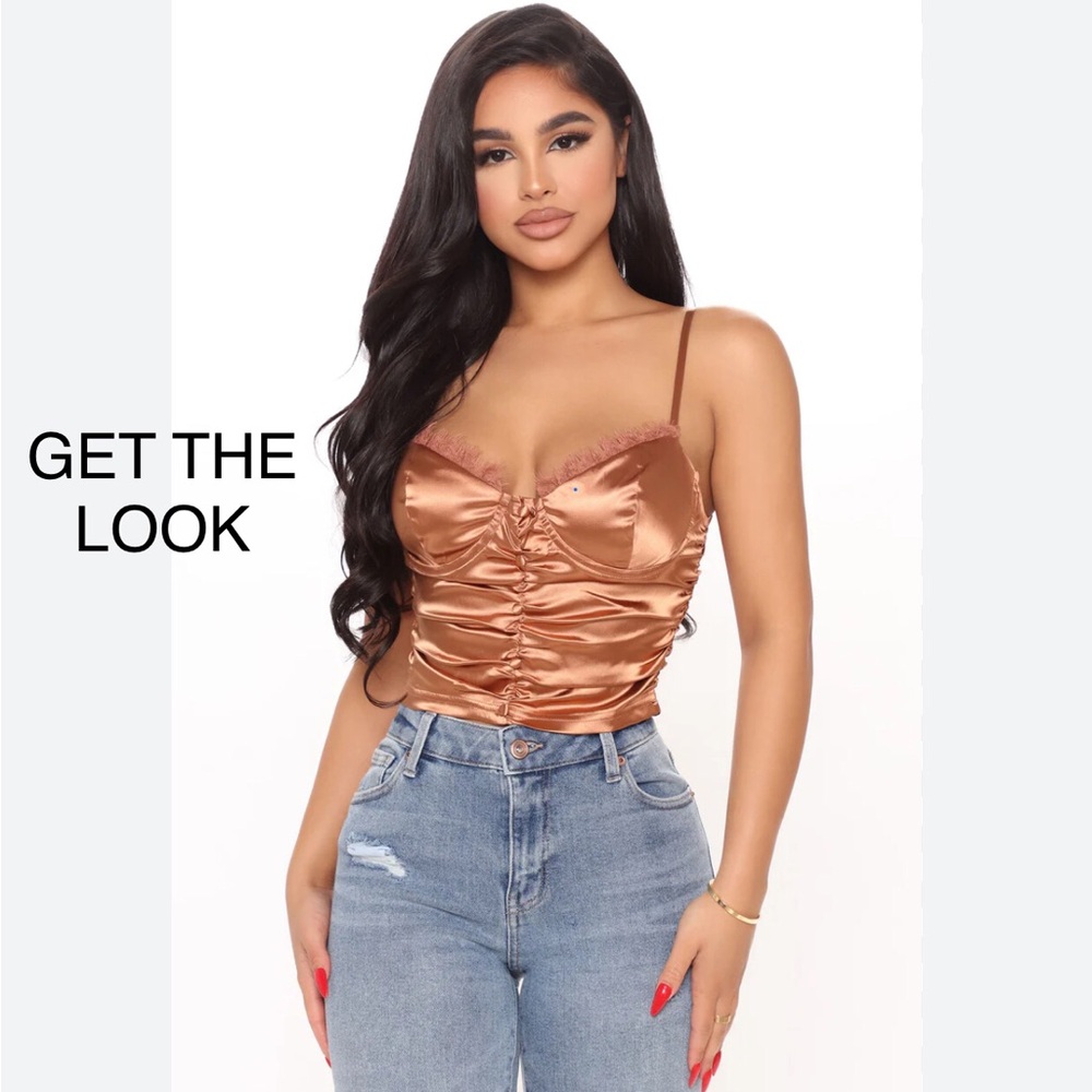 Paperoc Satin Cami in Cognac Women's  Fits Like  a Size XS